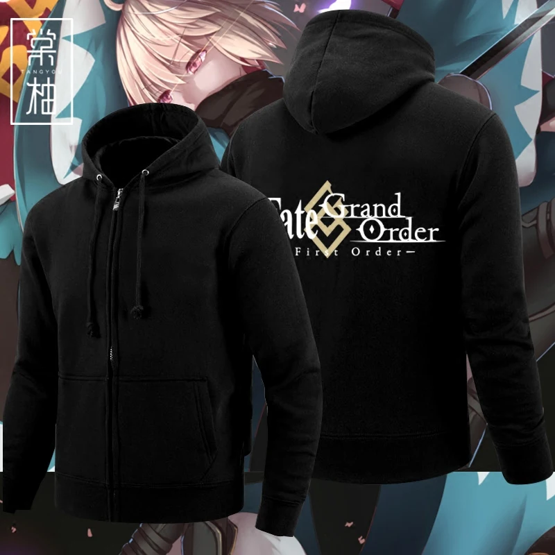 

Fate Order Anime Hoodie Bla Jeanne Casual Gng Themed Streetwear Cotton Zipper Sve Loose Fit Youth Winter Faion