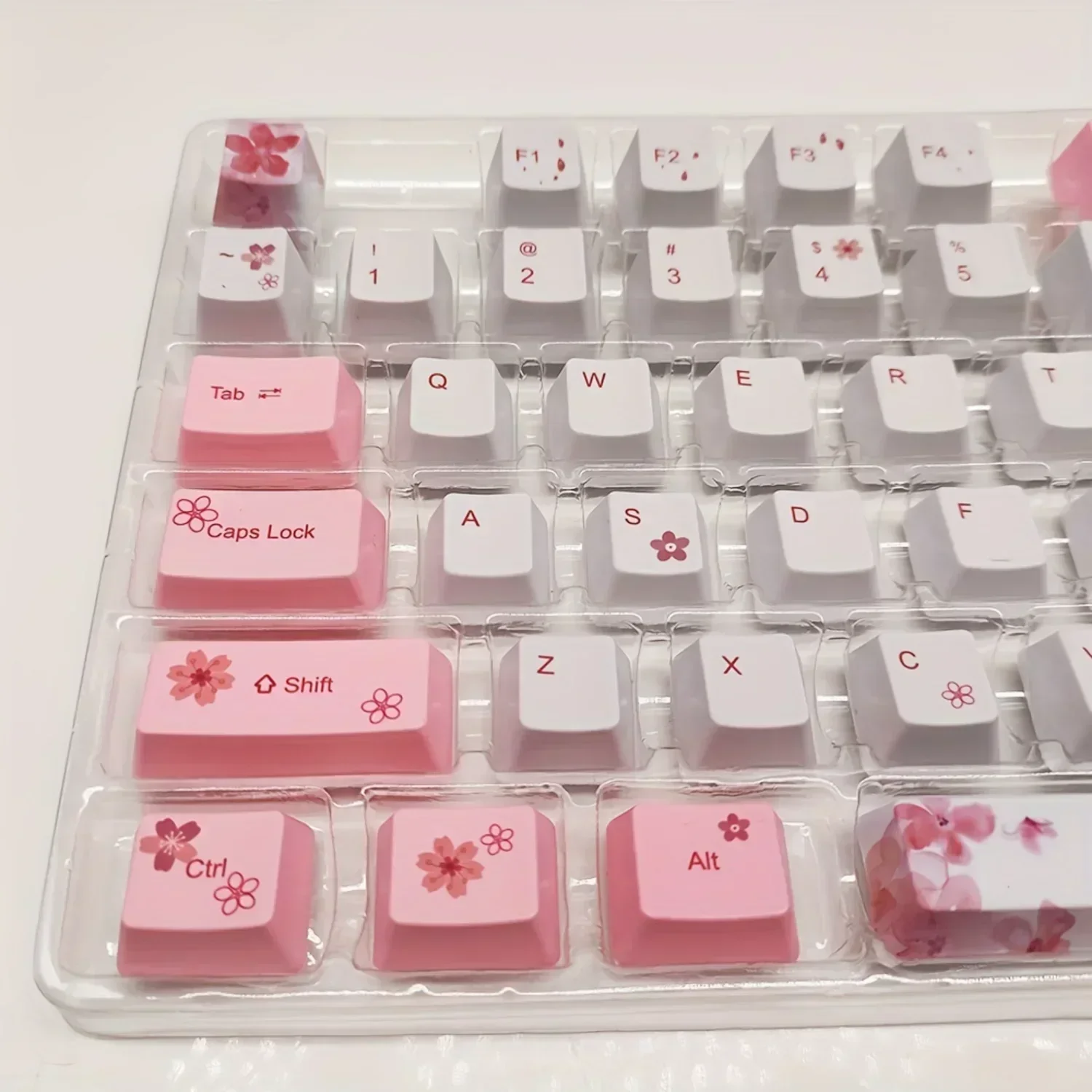 GEFENSI 113Keys/Set Pink Kawaii Cute Keycaps, Cherry Profile Keycaps PBT Sublimated Mechanical Keyboard Cap Accessories Cross Sh