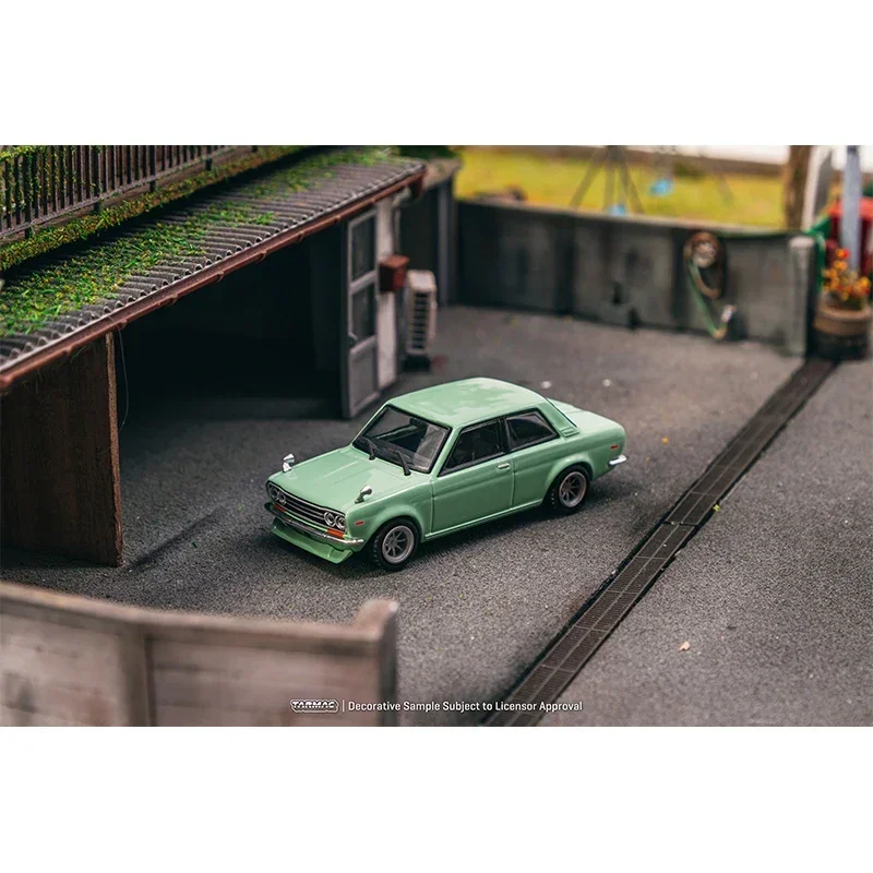 TW 1:64 Datsun 510 Light Green Diecast Diorama Car Model Collection Miniature Toys Tarmac Works