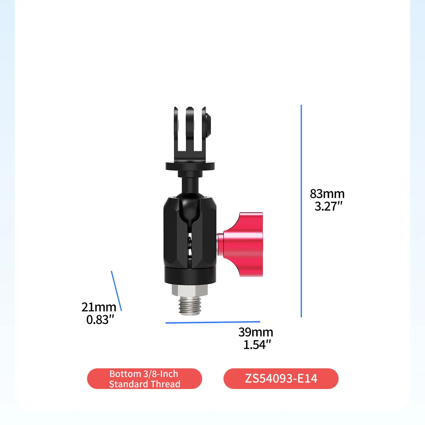 Aluminium-Action-Kamera-Halterung 2kg Traglast 3-Punkt-Adapter 17mm Kugelkopfklemme für GoPro Insta360 DJI OSMO Motorrad Fahrrad Stativ – Detail 22