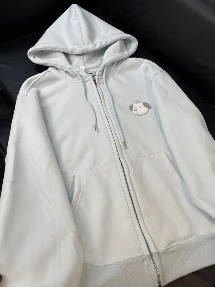 Zoki لطيف الكرتون سميكة الدافئة هوديس المرأة فضفاضة طويلة الأكمام الحلو Kawaii البلوز اليابان نمط Preppy بلوزات سيدة خمر عادية