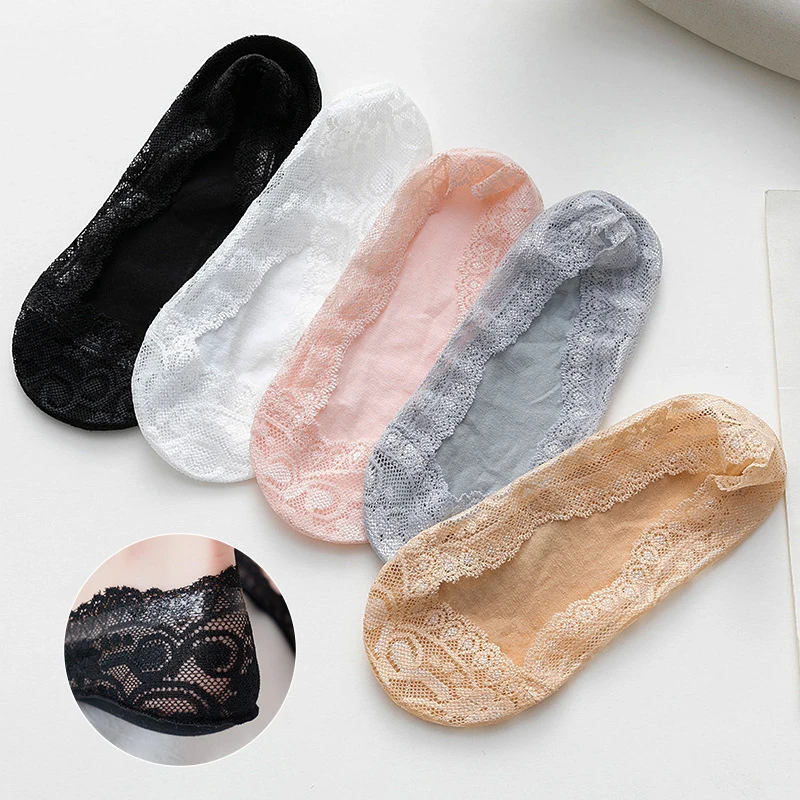 Lace Silicone Anti Slip Shallow Mouth Invisible Socks Low Price Items Ice Silk Cotton Stockings With Design Ankle Transparent