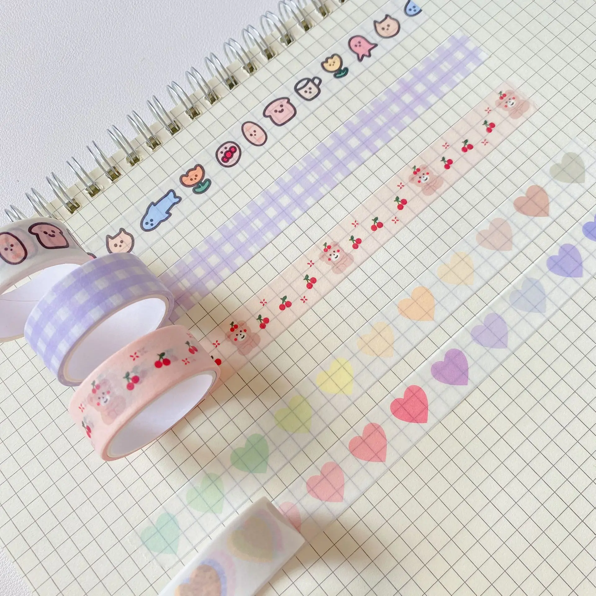 

Korean peach heart love washi paper tape ins wind hand tent decoration sealing sticker hand tear border adhesive paper film