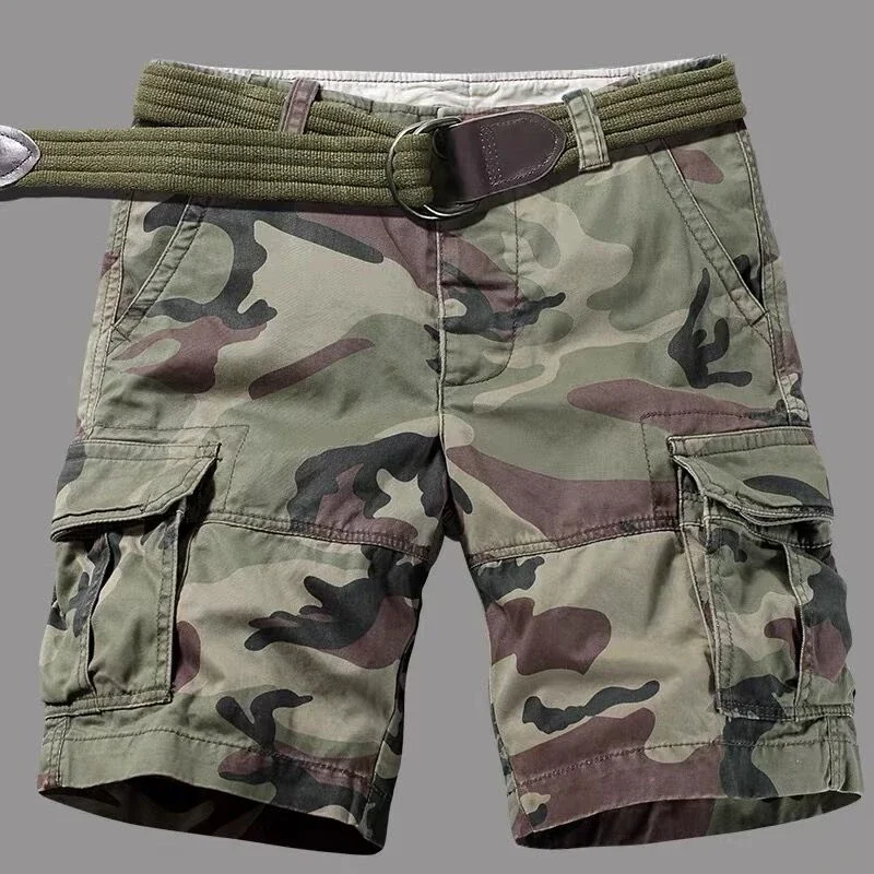 Military Camo Cargo Shorts Men Summer Beach Shorts Outdoor Sports Multi pocket Hiking Climbing Tactical Short Trousers Workwear