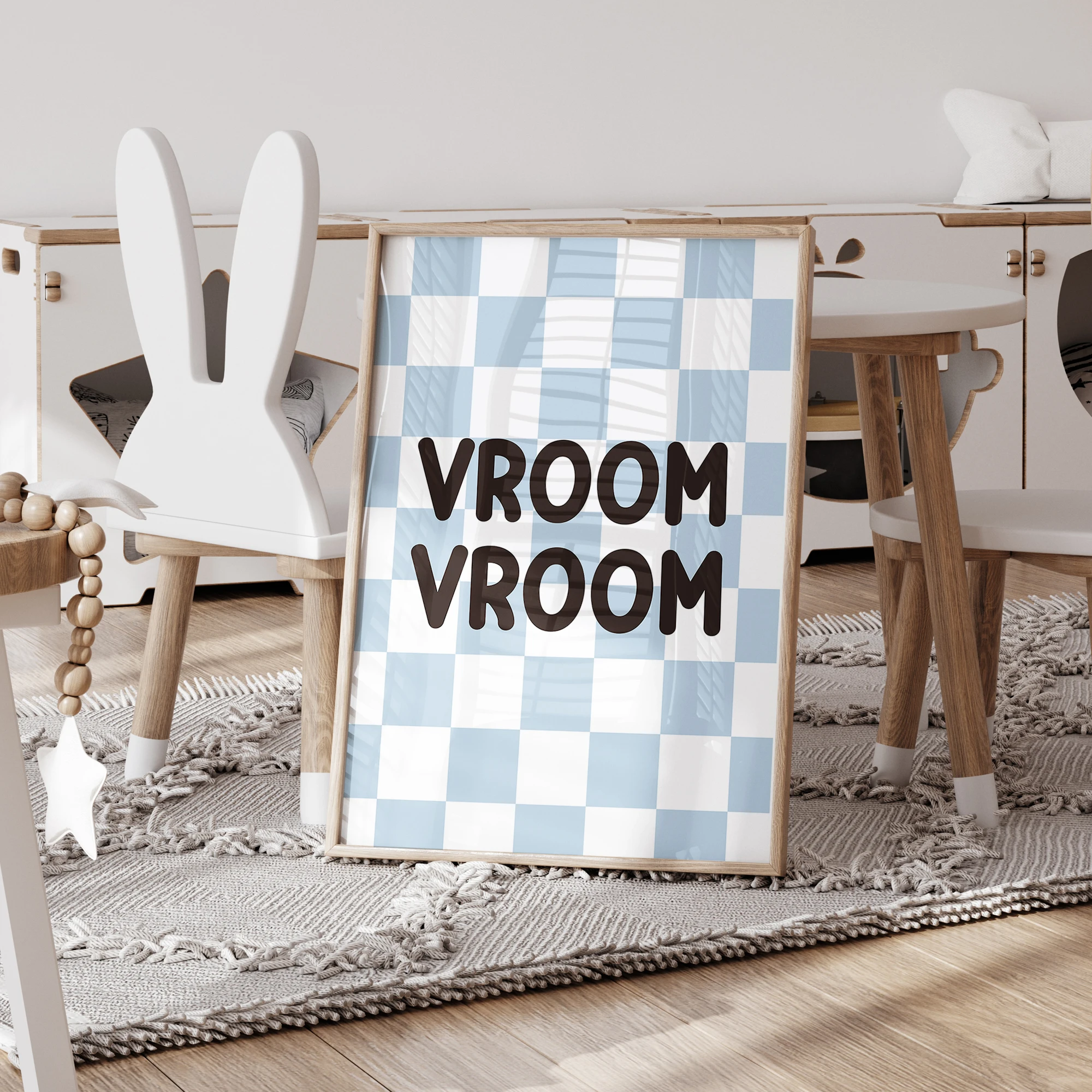 3pcs Personalized Custom Name Cartoon Bule Car Wall Art Print Picture Canvas Poster Painting For Living Child Room Home Decor - view 4