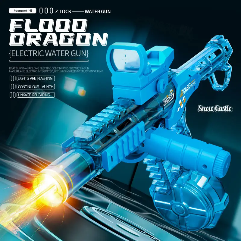 2026 Long Range Shooting Electric Water Gun Toys Automatic Fights Toy Sensor Muzzle Flame Squirt Gun Summer Beach Pool Party Toy view 3
