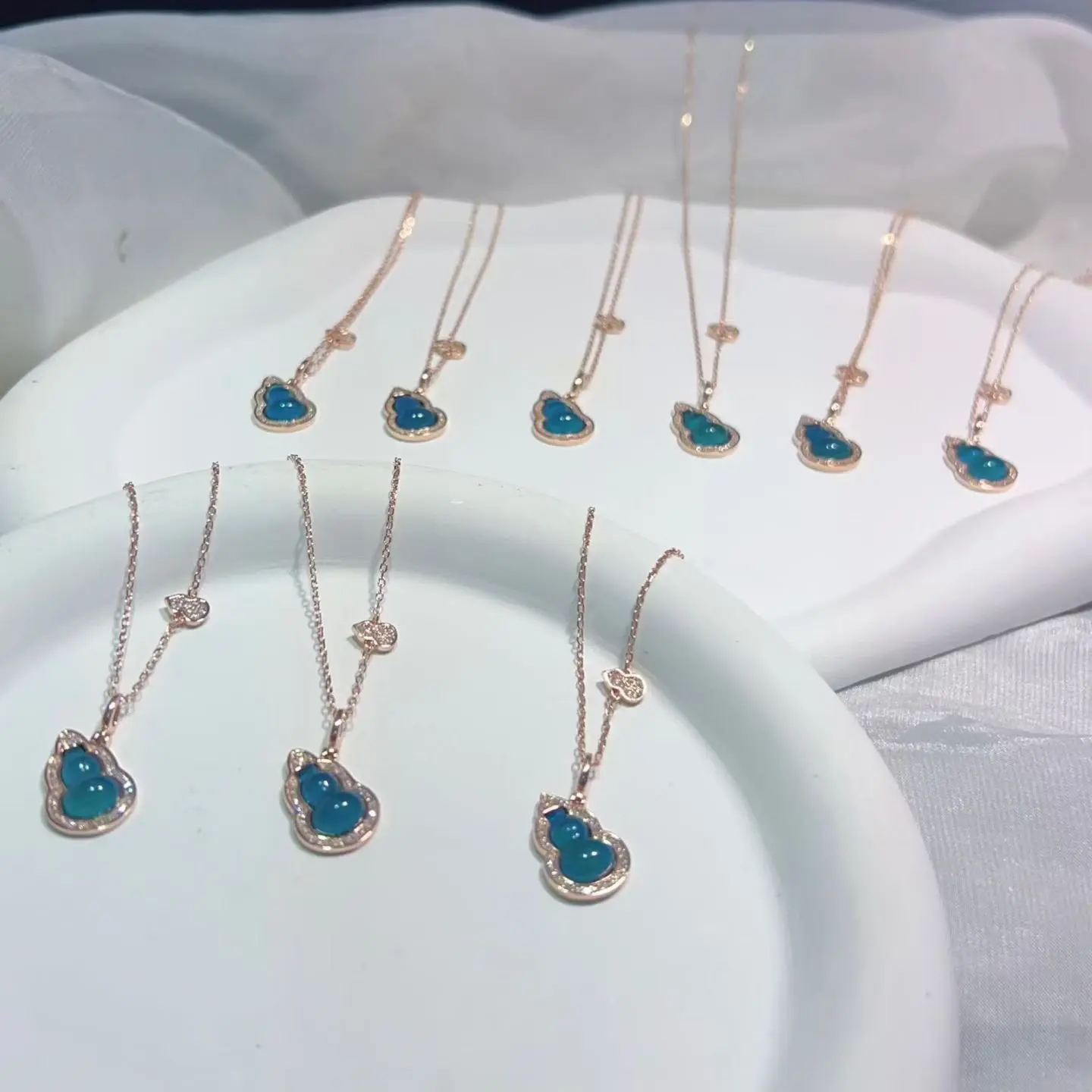 Certificate 925 Sterling Silver Natural Meixcan Blue Amber Gourd Pendant Chain Unisex Necklace Lucky Blessing Fine Jewelry Gift