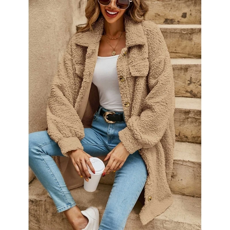 Womens Fuzzy Fleece Jackets 2023 Solid Color Oversized Long Open Front Cardigan Jackets Coat Warm Winter Faux Furs Coat