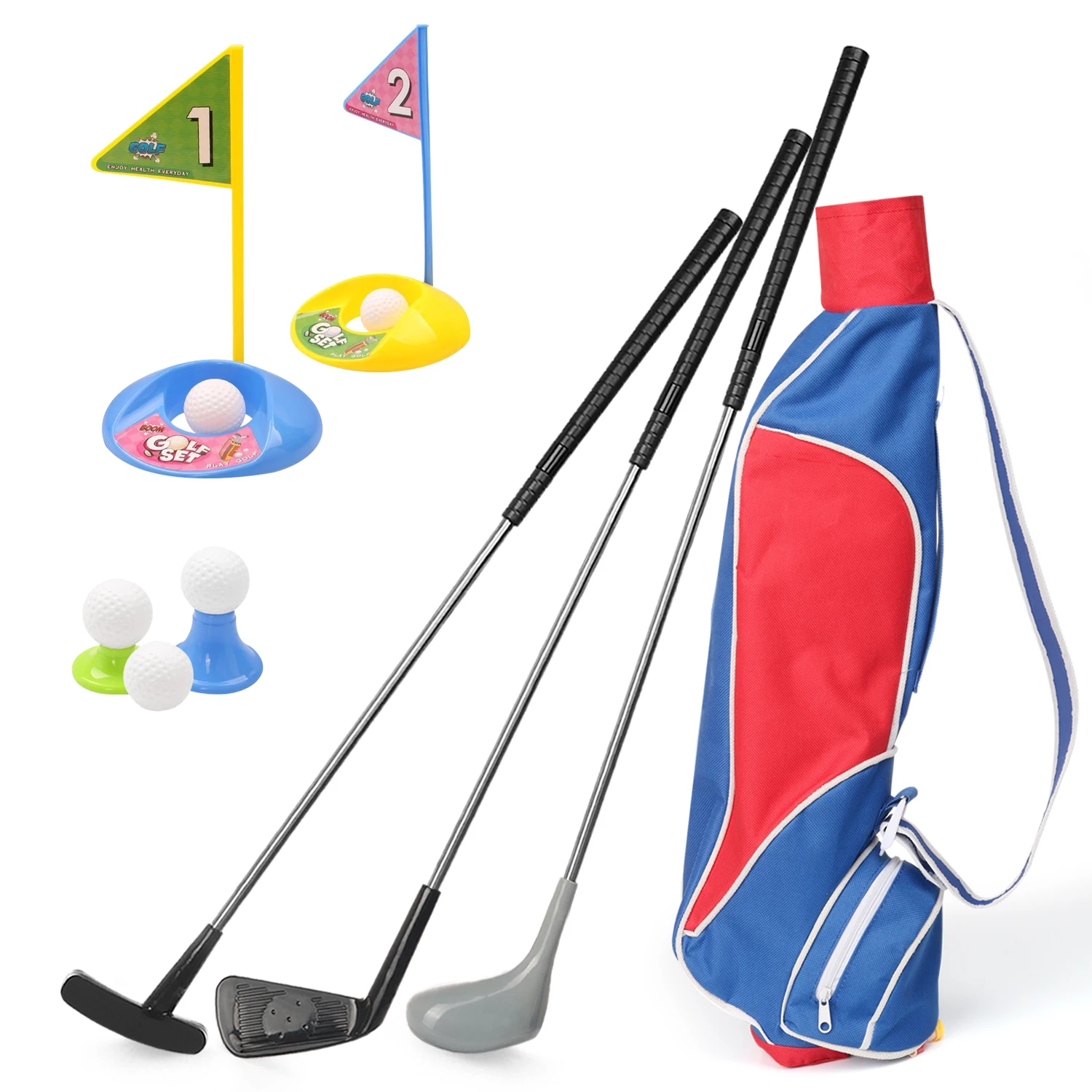 

Exercise N Play Kids Golf Clubs Set Deluxe Happy Young Golfer Sports Kit, 15 Piece Set for Promotion of Kids Physical