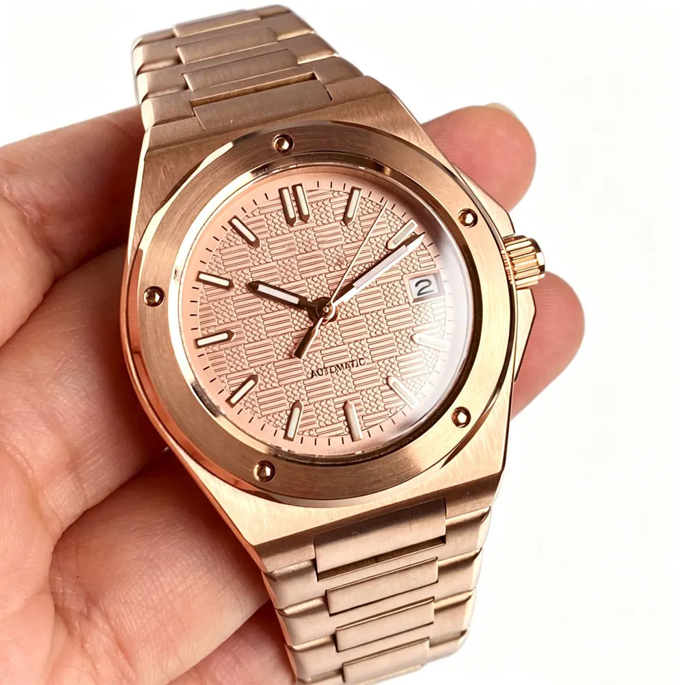 20ATM Tandorio 40mm Engineer Full Rose Gold Automatic NH35A Mechanical Watch For Men Sapphire Luminous Stainless Steel Case
