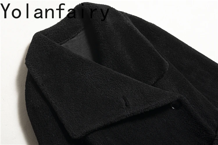 YOLANFARIY 100% Wool Real Fur Winter Coat Women Natural Sheepskin Fur Long Coats Women Clothes Sheep Shearing Tops Шуба Женская