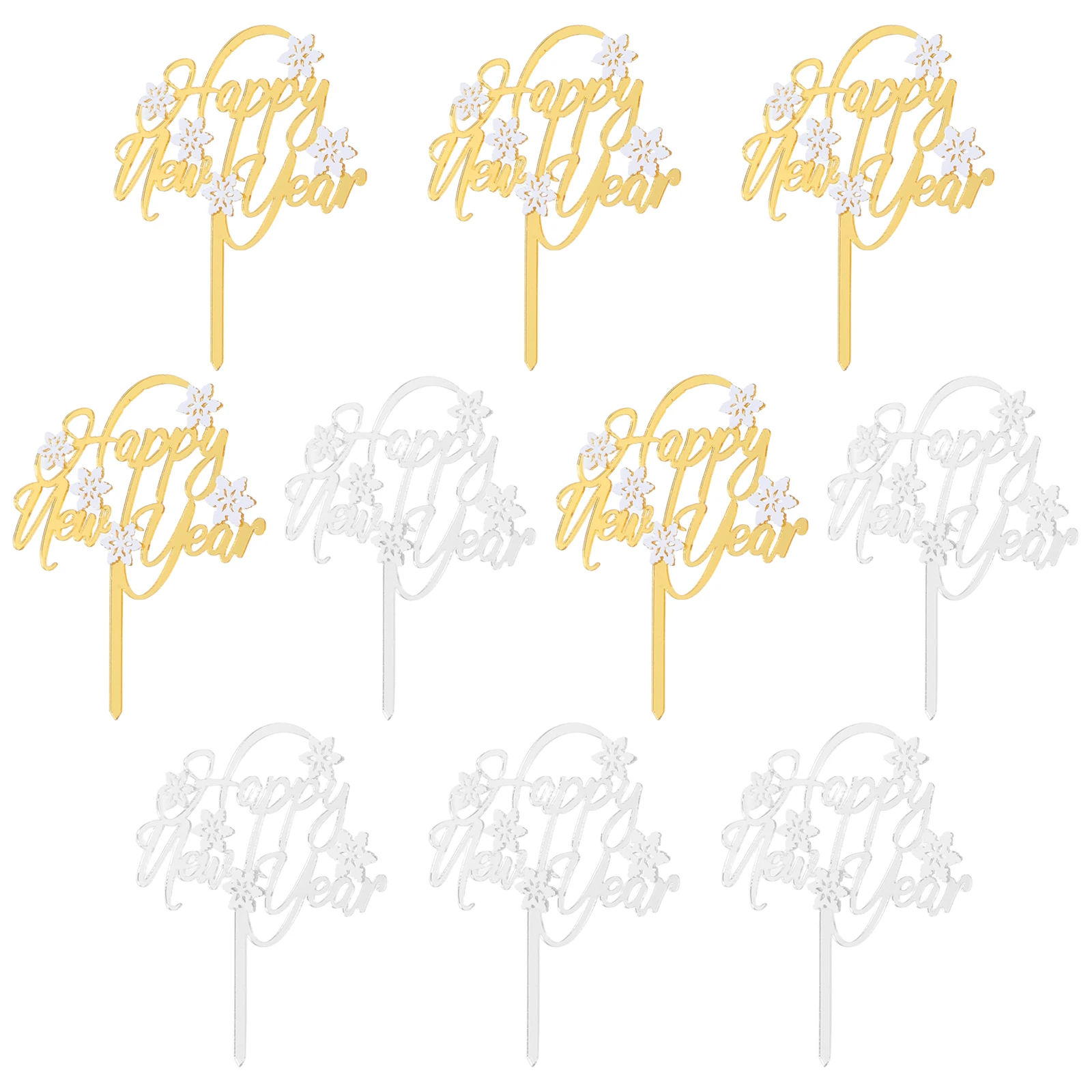 

10pcs Cake Insert Cards New Year Dessert Dessert Cake Topper Topper Happy Decorations Party Supplies Lightweight Cartoon