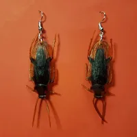 Cockroach earrings spooky creepy earrings Halloween bugs weird gifts jewlery fun earring surgical kooky gift