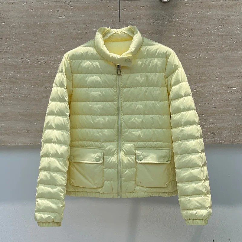 

Легкая куртка-пуховик 2026, женская короткая стильная куртка на белом утином пуху, зимнее стеганое пальто, женское