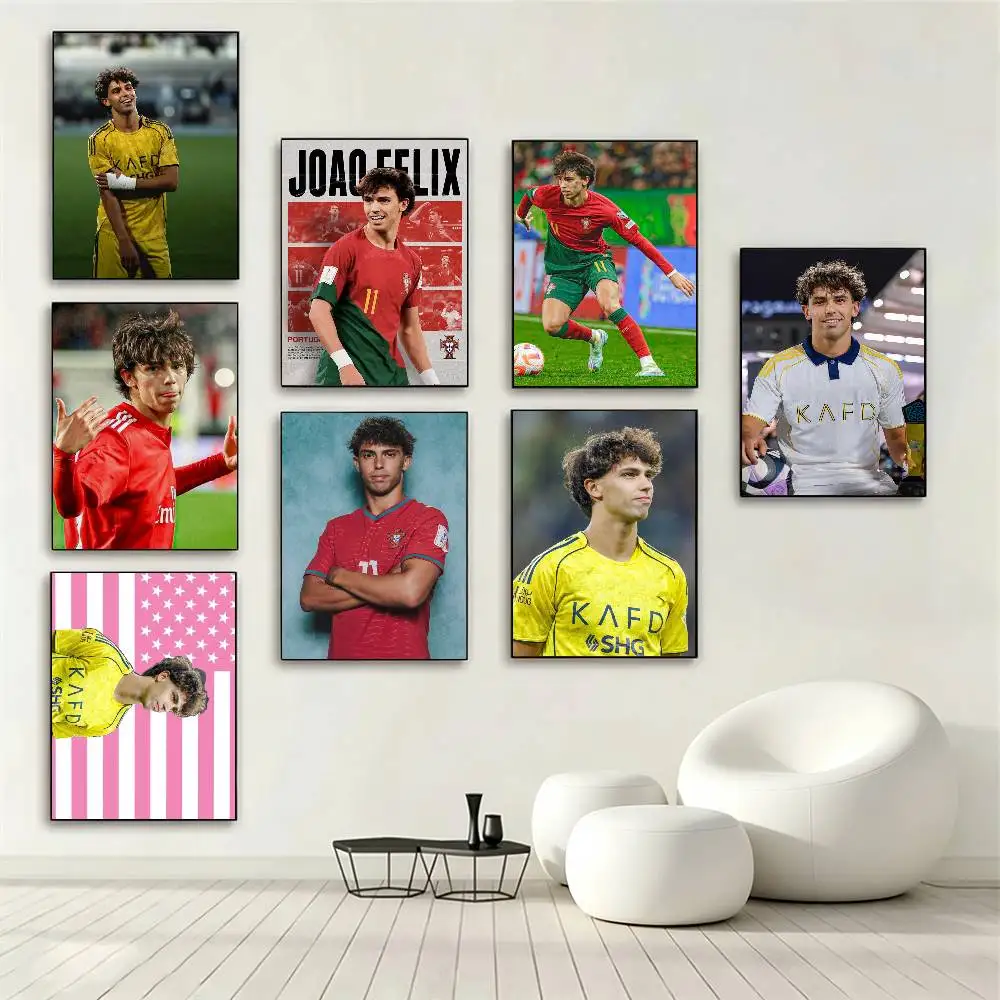 Joao Felix Football Poster Waterproof Wall Art Sticker For Bar Living Room Vintage Decor High Quality Print Gift