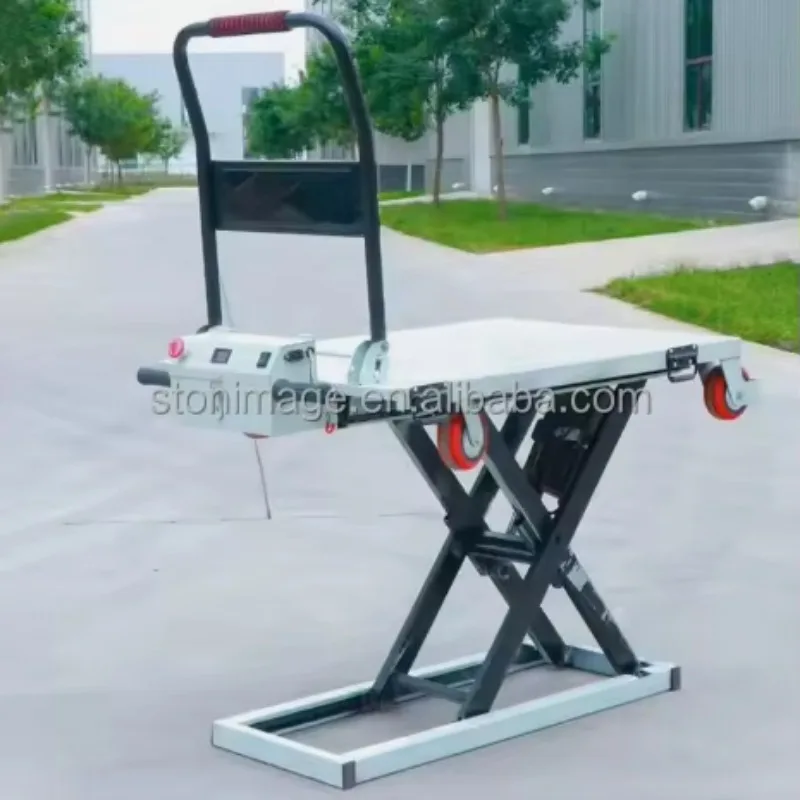 Stonimage 300kg Electric Lift Platform Cart Portable Workshop Hydraulic Scissor Lift Table Four-Wheel Steel Construction For Van