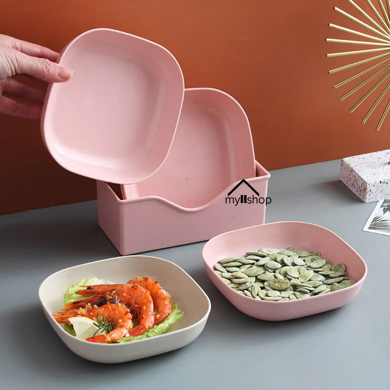 Square Garbage Plate Snacks Bone Dish Food Grade Small Meal Dish Wheat Straw Tableware Food Cutlery Baby Cutlery Set Utensils