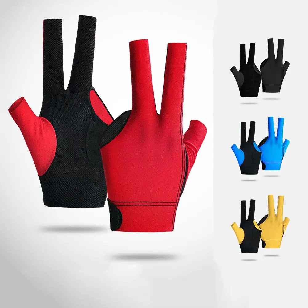 Spandex Three Fingers Snooker Glove Adjustable Anti-slip Billiards Glove High-elastic Breathable Single Piece Billiards Gloves