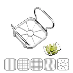 LMETJMA 5 in 1 Apple Cutter Slicer Stainless Steel Vegetable Fruit Shredders Manual Potato Chips Cutter Strip Chopper KC0024