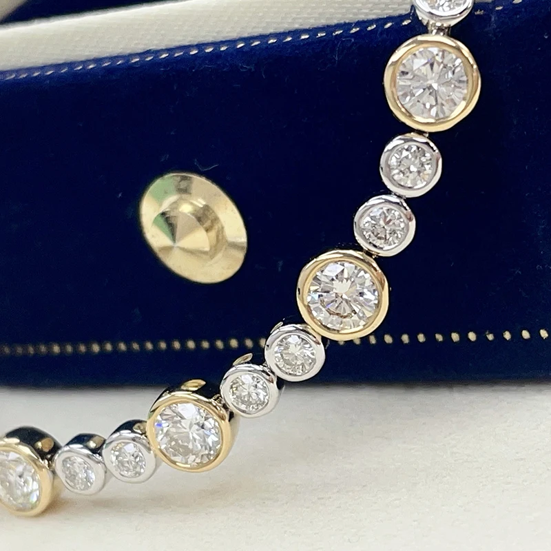 KUGG 100% 18K White+Yellow Gold Bracelet Luxury Design 4.62carat Real Natural Diamond Bracelet for Women High Party Jewelry