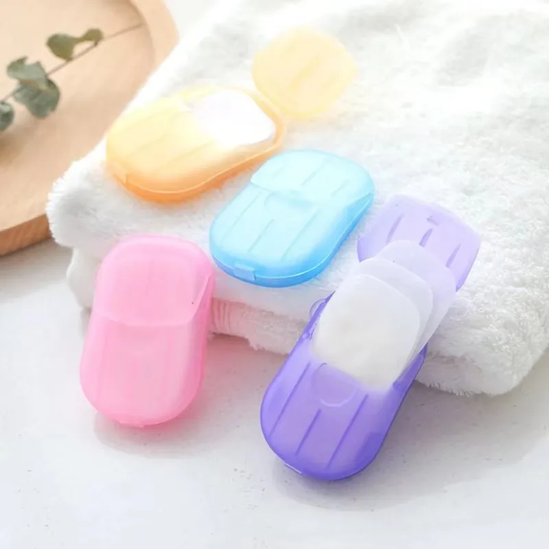 1/2/3/4Box Travel Portable Bath Soap Flakes Health Care Clean Wash Hand Soap Paper Leaves With Mini Case Bathroom Supplies
