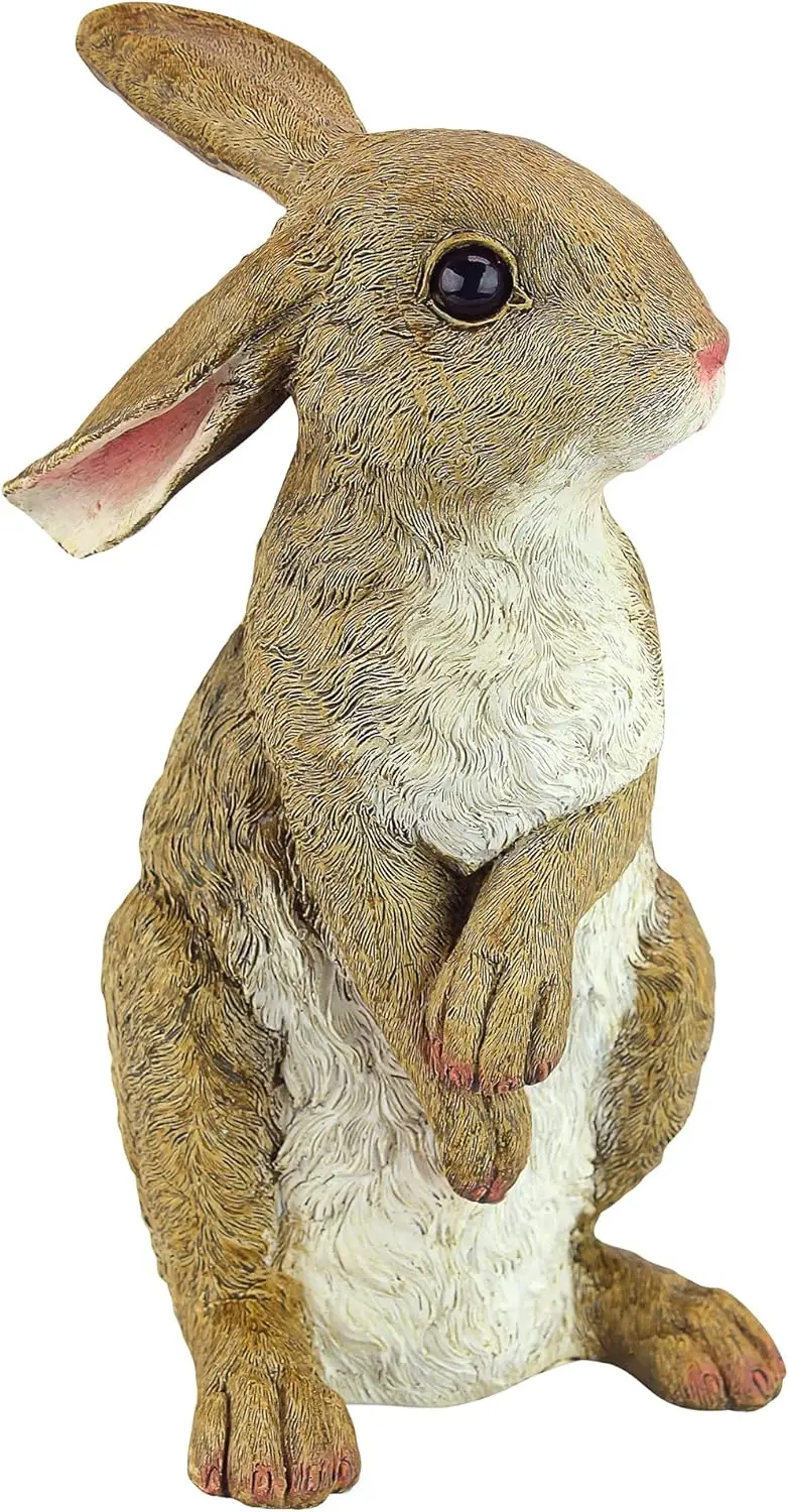 

QM200681 Hopper the Bunny Standing Rabbit Indoor/Outdoor Garden Statue, 6 Inches Wide, 11 Inches Tall, Handcast P