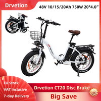 Drvetion CT20 Disc Brake Electric Bike Foldable 48V 10AH/15AH/20AH 750W CST 20*4.0 Inch Fat Tires Folding E-bike 7-Gears