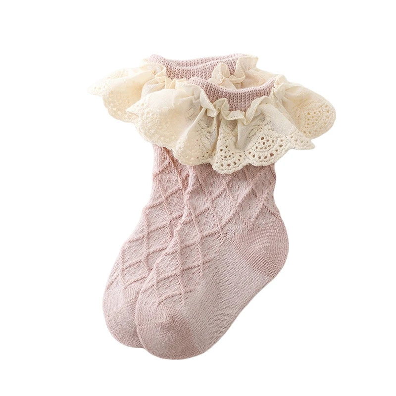 Girl Socks Fashion Newborn Toddlers Girls Ruffled Socks Frilly Cotton Ankle Socks with Lacework Decoration 0-3 Year