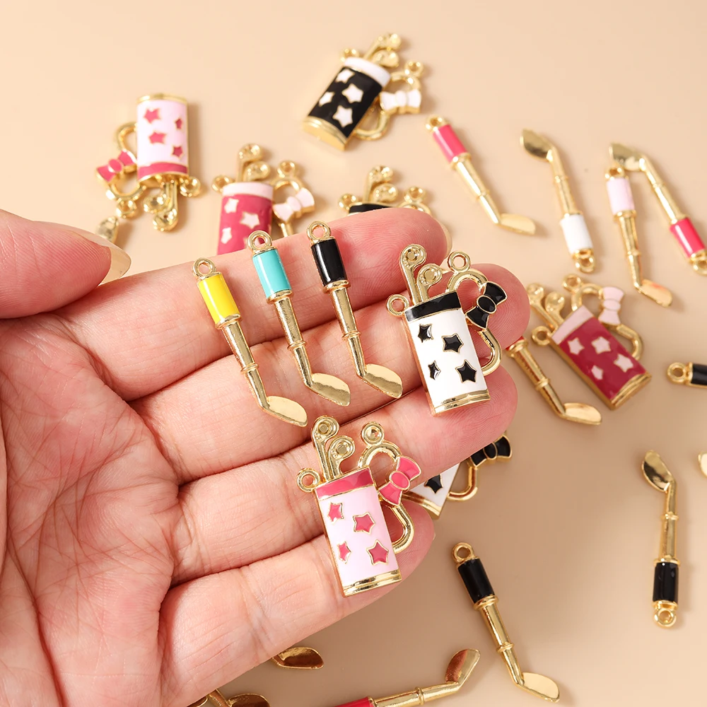 Leslie 10 Stück Sport-Anhänger Golf-Schläger Ball Eimer für Schmuckherstellung Anhänger Halsketten Ohrringe DIY Armbänder Handgemachtes Kunsthandwerk – Detail 2