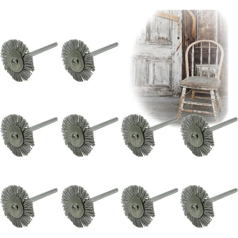 

10Pcs 1/8 Nylon Bristle Polishing Wheel Brushes for Rotary Tools, Abrasive Cleaning, Rust Removal, Paint Stripping, Surface Fini