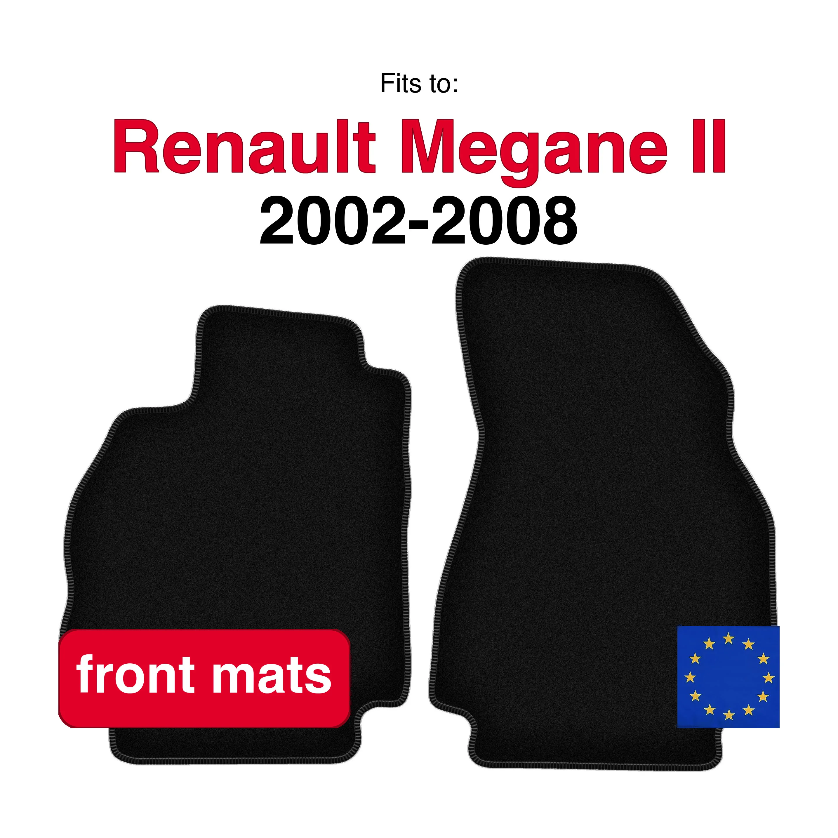 Image of Velours-Fußmatten vorne für Renault Megane II Kombi, Grandtour (2002-2008) - Schwarz (2 Stück) Set Vorderfußmatten für Autos