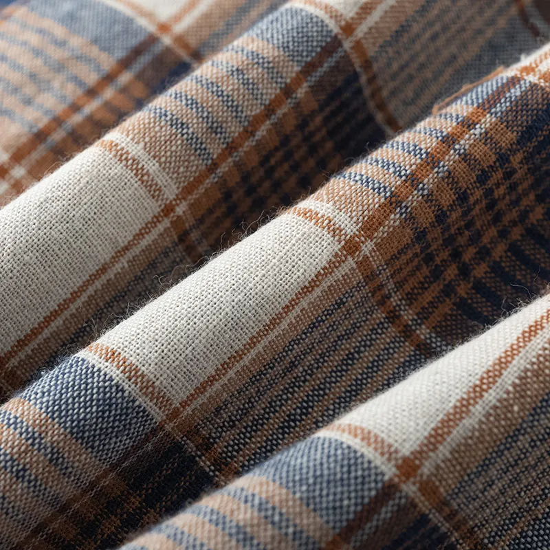 Männer Hemd Plaid 100% Baumwolle Flanell Langarm Oversize Lose Frühling Herbst Straße Casual Business Männlich Bequeme Kleid Hemd – Detail 5
