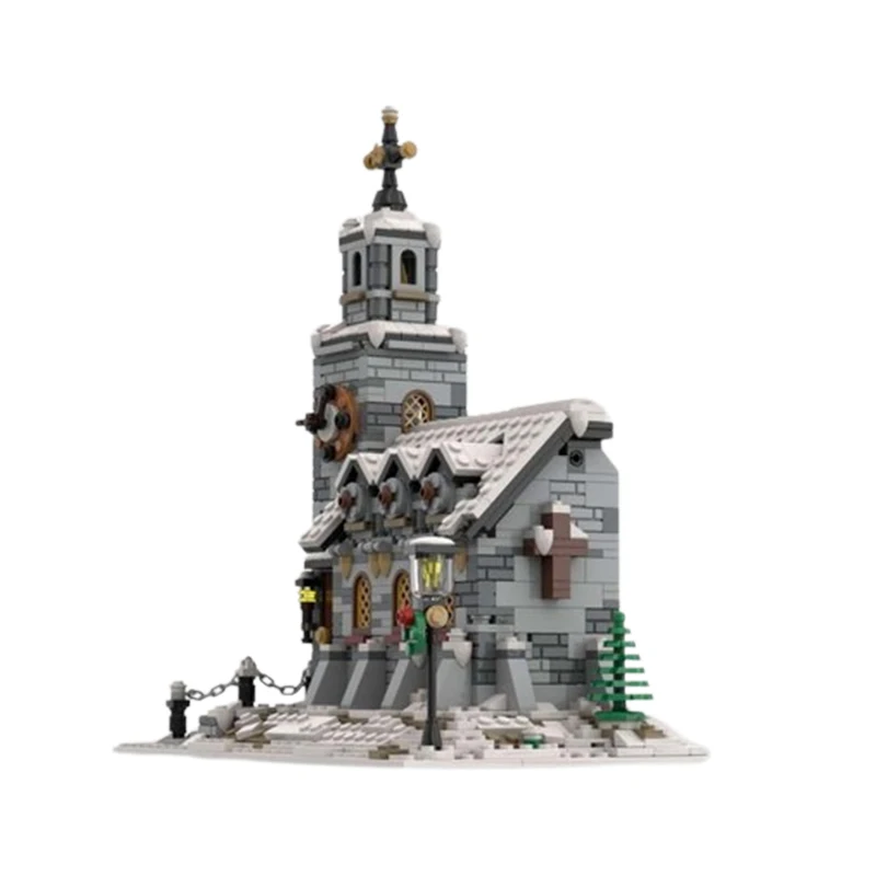

Street View Architecture Houses Building Blocks Winter Church Small Particle Assembly Street View Building Model Toy Gift