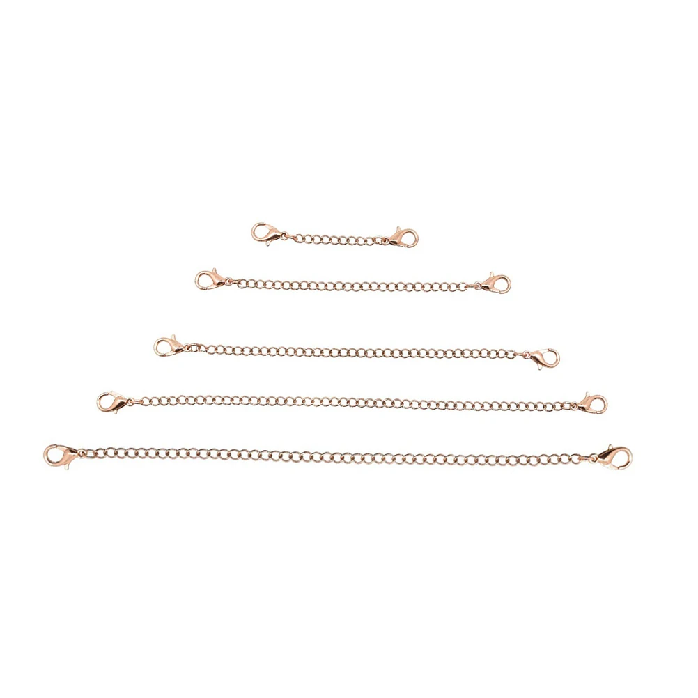 

5Pcs Stainless Steel Extension Chain Rose Gold Lengths for Jewelry Making DIY Necklace Bracelet Extender Lobster Clasp