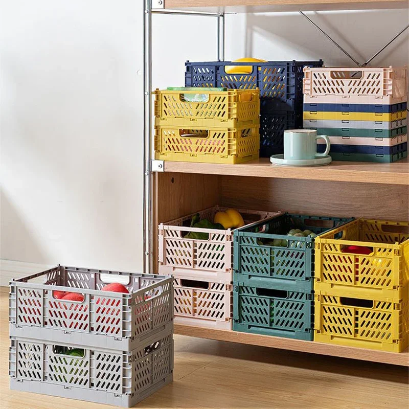 1-3 قطعة البلاستيك طوي تخزين قفص صندوق قابل للطي سلة تكويم مجوهرات اللعب صناديق المنظم درج مستحضرات التجميل المحمولة