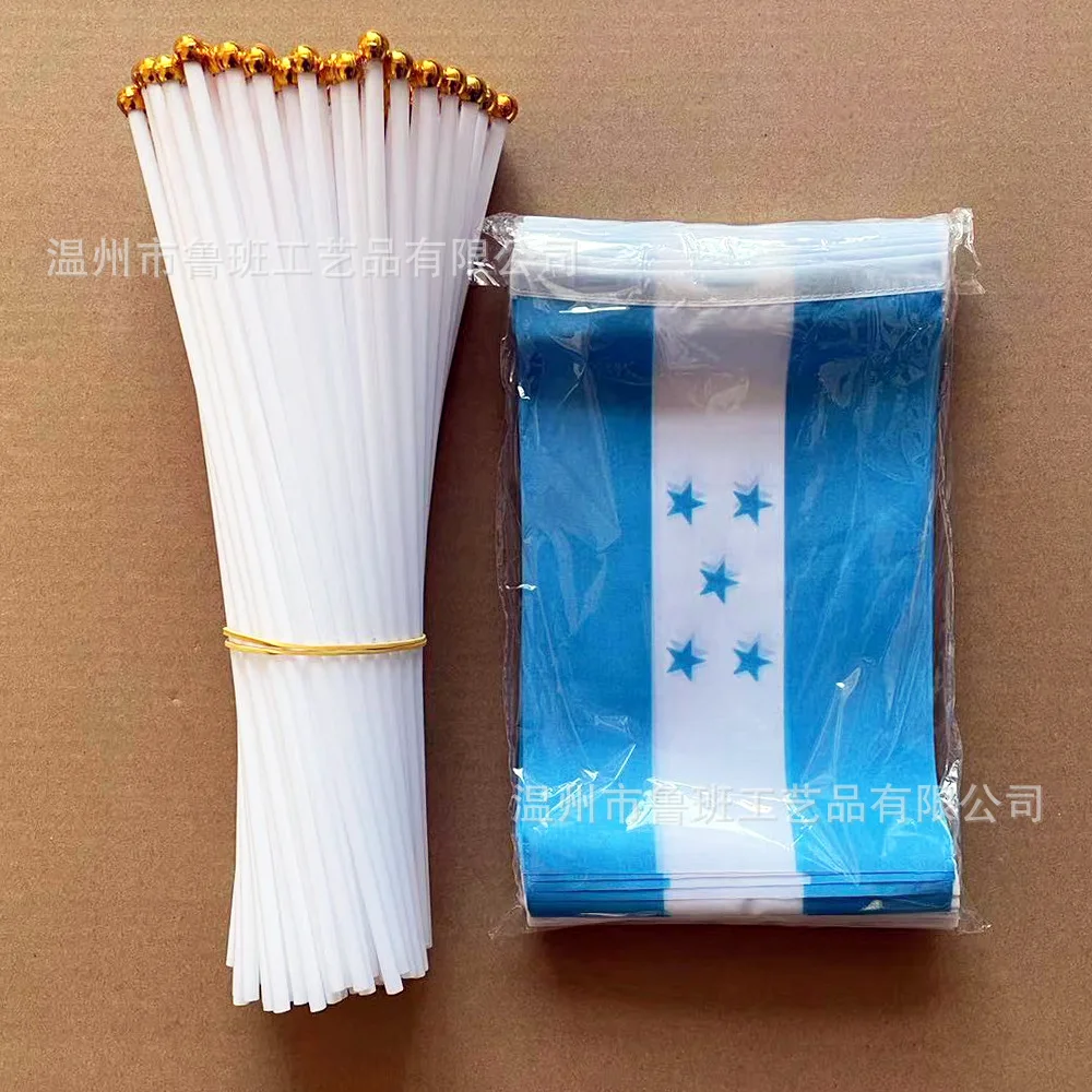 TIKI FLAG Honduras hand flag 14x21cm Polyester Fade-Resistance Honduras Hand Waving Flag with Plastic Flagpole for Events