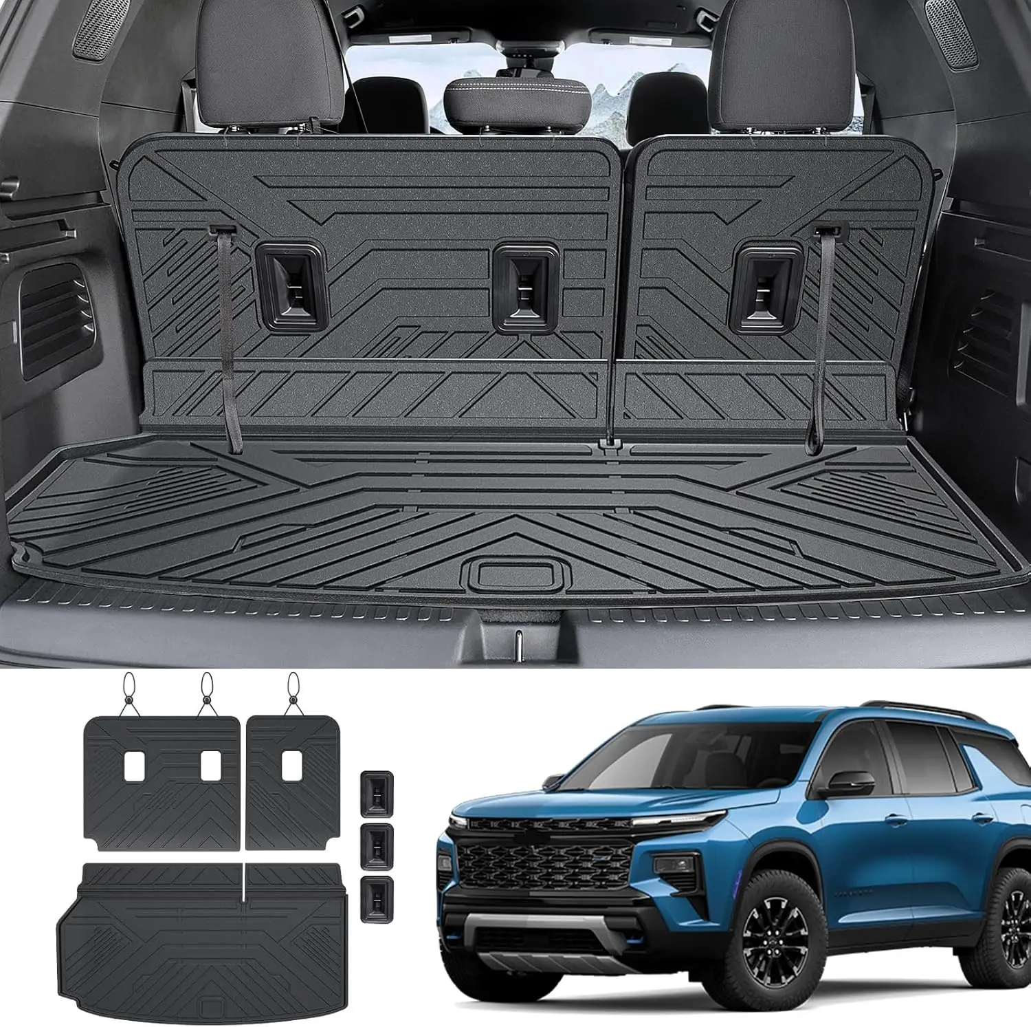 

Всепогодные коврики TPE для багажника и спинок сидений для Chevrolet Traverse и Buick Enclave, автомобильные аксессуары (модели 2024-2026 годов)