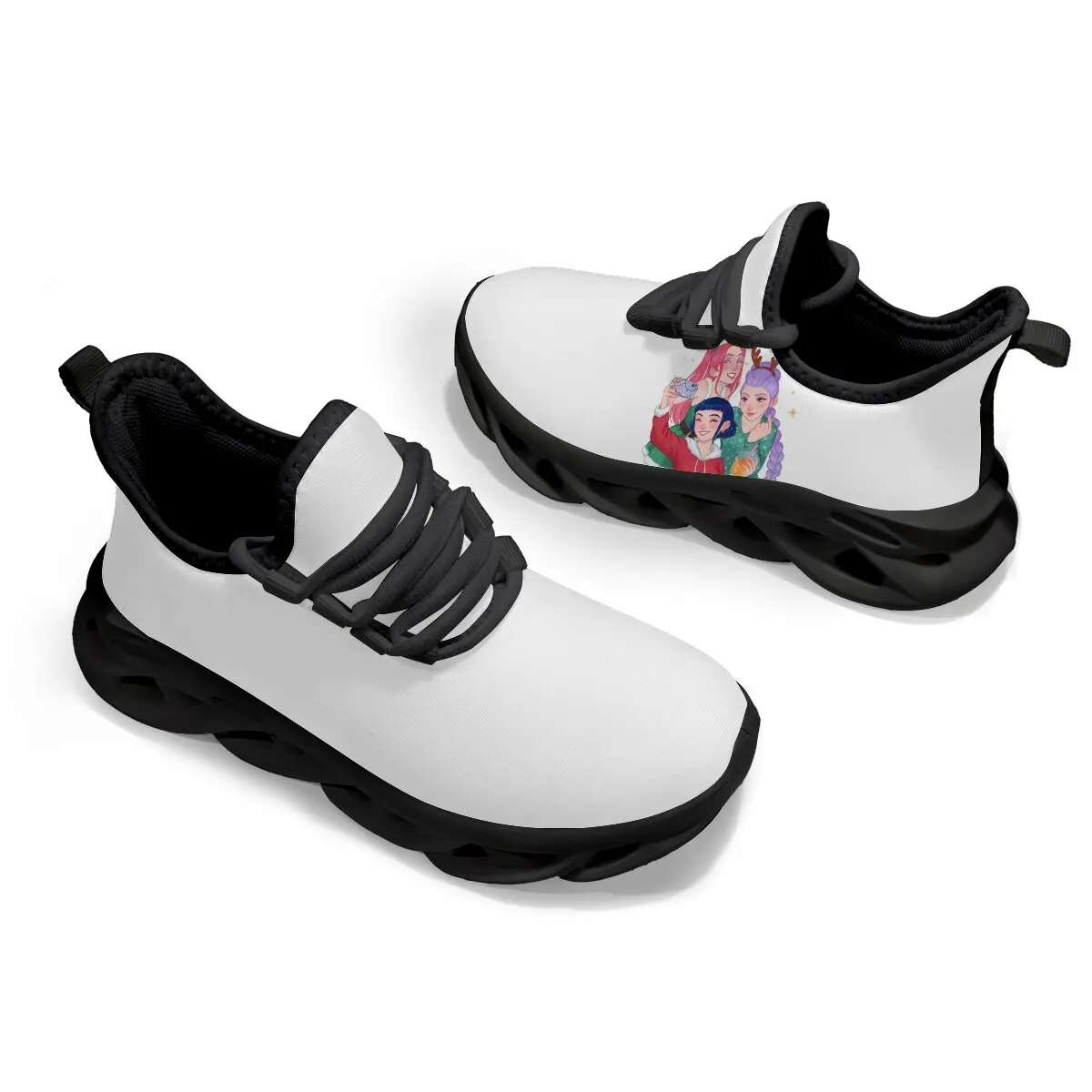 

Witch Hunter Team Designed Animated Color-block Round-head Flying Woven Lace-up Soft Sole Lace-up Casual Sports Shoes