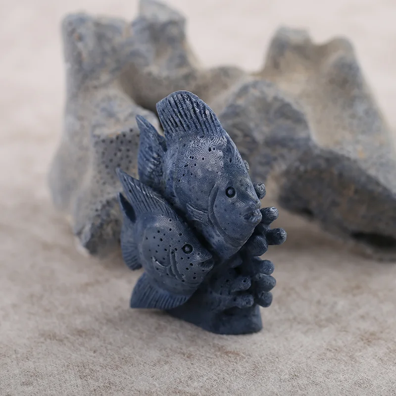 

B&F Handmade Blue Coral Fish Ornament Handcrafted with Genuine Natural Stones Beads Unique Jewelry Making Supplies