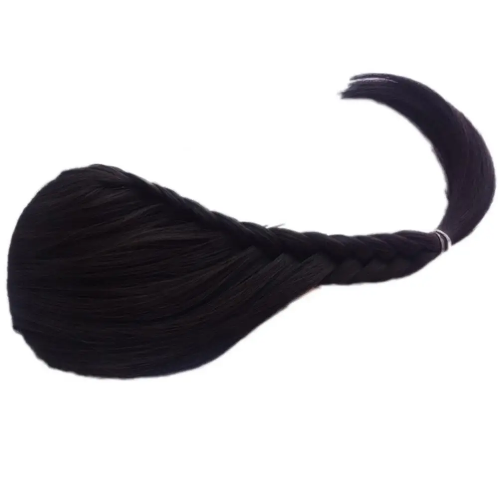 Extensión de cabello trenzado hecho a mano, postizo de hueso de pescado, flequillo sintético, marrón, negro, flequillo falso, Clip en postizos