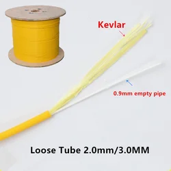100m fiber optic Loose tube Empty tube For Fiber Optic Protection Yellow pigtail tube, 1 core Hytrel Empty pipe 2.0mm 3.0mm