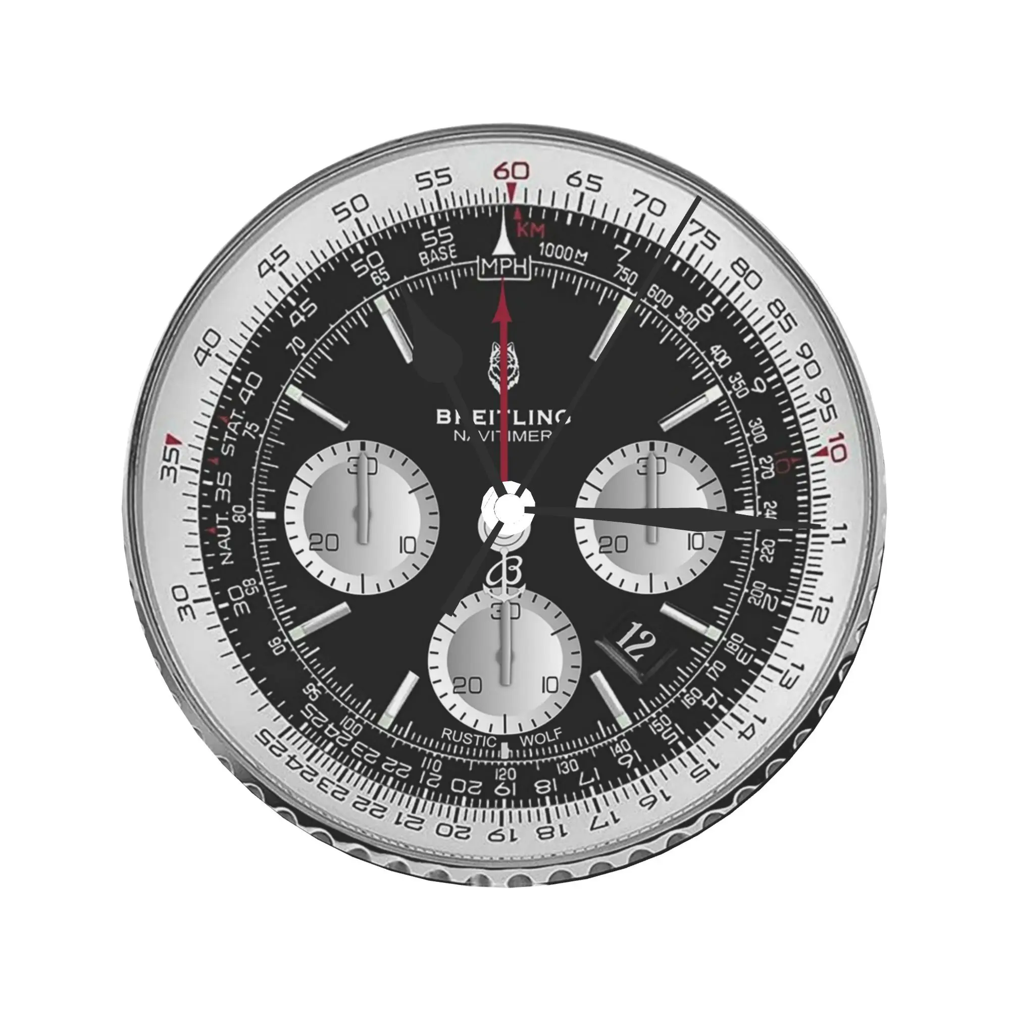 Black Luxury Watch Face Wall Clock Room Decoration Silent Round Clock for Bedroom Living Kitchen Home