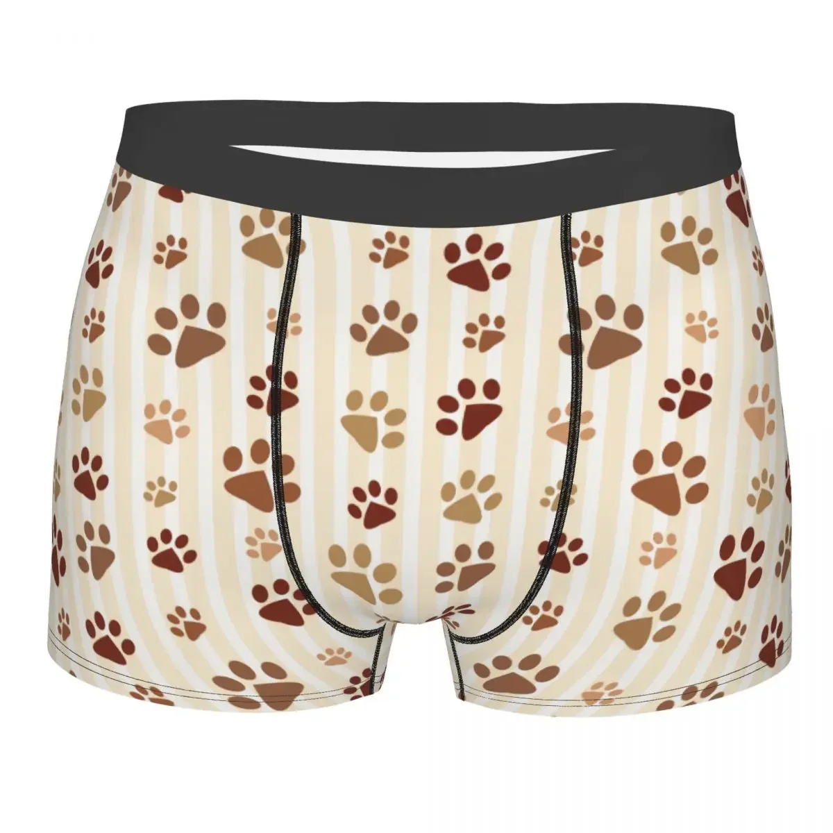 Custom Cool Brown Footprints Pattern Boxers Shorts Panties Men's Underpants Stretch Briefs Underwear