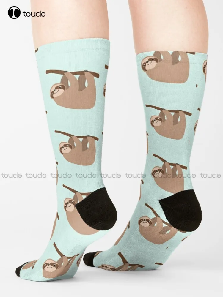 

Cute Baby Cartoon Sloth Design Socks Fun Socks For Women Cartoon Comfortable Best Girls Sports 360° Digital Print Custom Gift