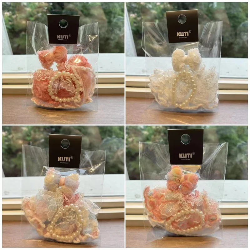 

Only Clothes For 17cm Dolls Bow Pearl Skirt Set Colorful Wedding Dress Set Mini Plush Doll'S Clothes Outfit Accessories Souvenir