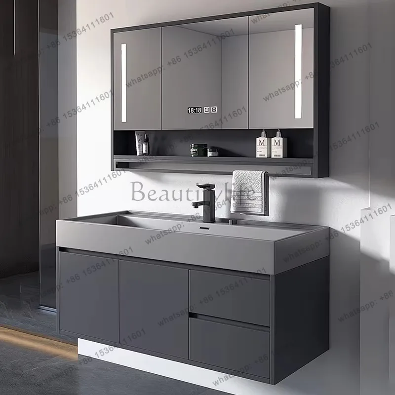 YJ Solid Wood Bathroom Cabinet Undersink Washroom Modern European Bathroom Cabinet Small Storage Meuble Salle De Bain Furniture