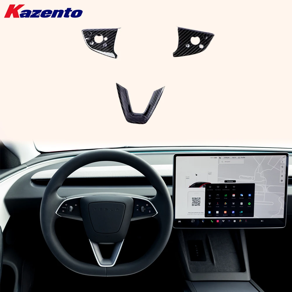

For Tesla Model 3 Refresh 23-25 Dry Carbon OE Steering Wheel Center Trim Cover