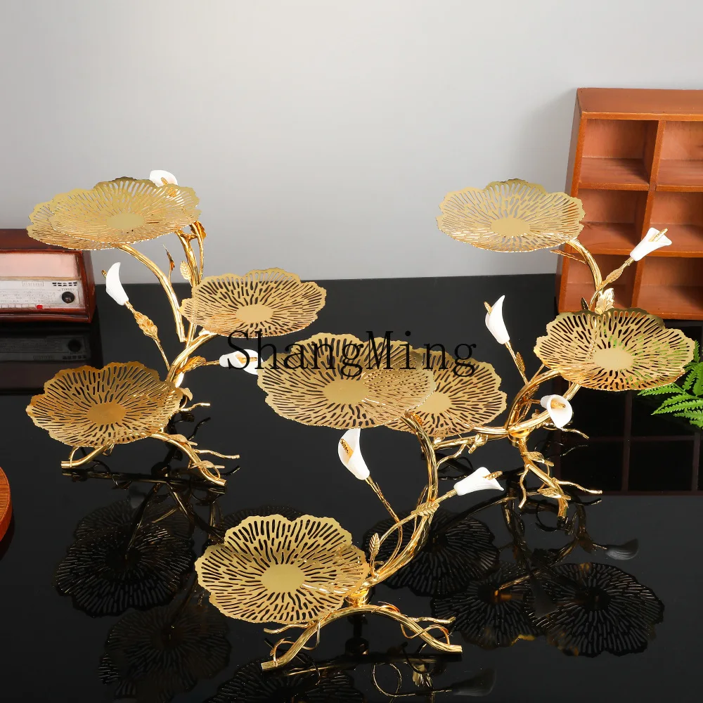 

CL metal fruit plate light luxury retro flower fruit plate multi-layer snackbasket creative candy snack