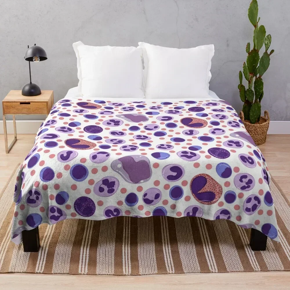 

Large White Blood Cell Pattern Throw Blanket Breathable Lightweight Blanket for Adults Kids