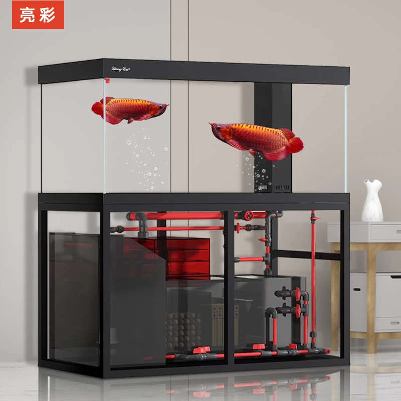 

Aquarium Stand Cabinet with Clear Glass Fish Tank and Digital Marine Aquarium Filter Easy-to-Use Accessory